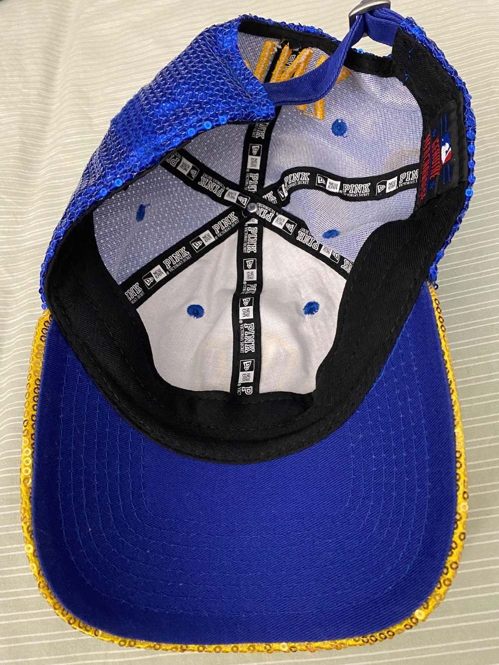 PINK Victoria's Secret Milwakee Brewers Blue and Gold Sequin Baseball Cap - Picture 12 of 12